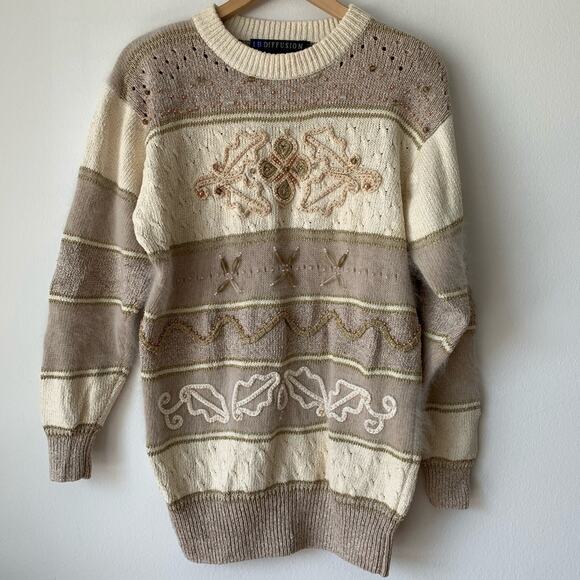 Vintage IB Diffusion Embellished Silk Sweater Women's S - Picture 1 of 8